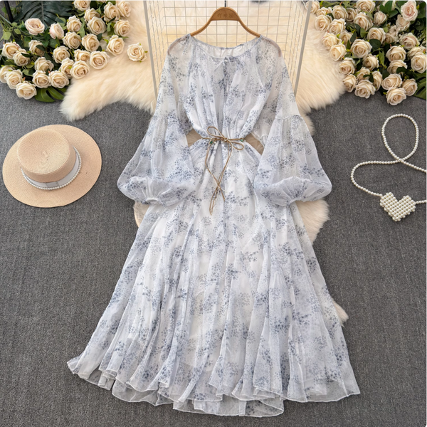 French Style Floral Chiffon Dress