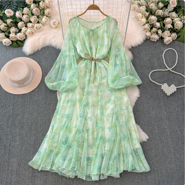French Style Floral Chiffon Dress