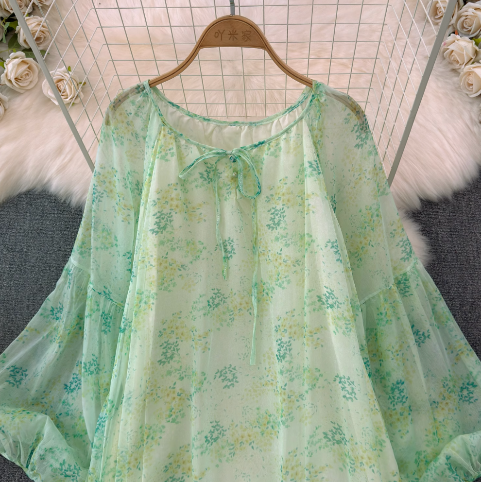French Style Floral Chiffon Dress