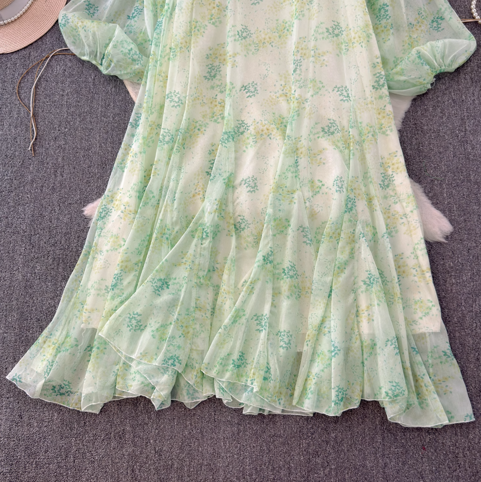 French Style Floral Chiffon Dress