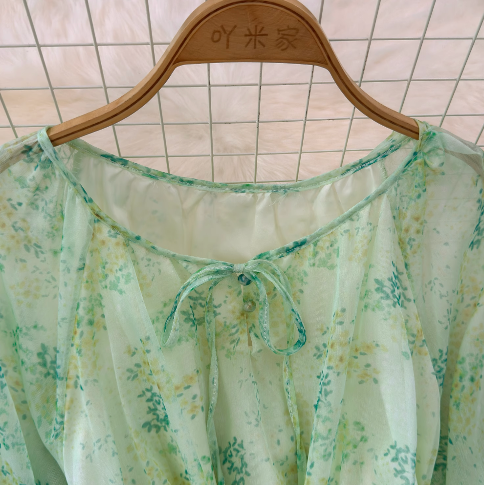 French Style Floral Chiffon Dress