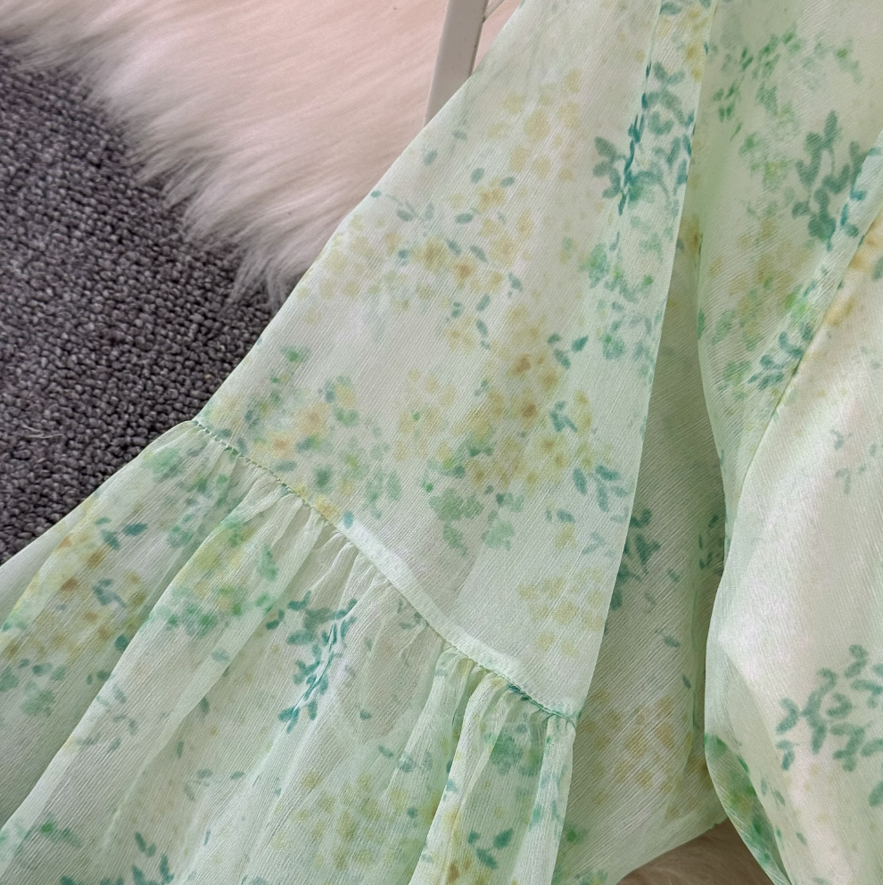 French Style Floral Chiffon Dress