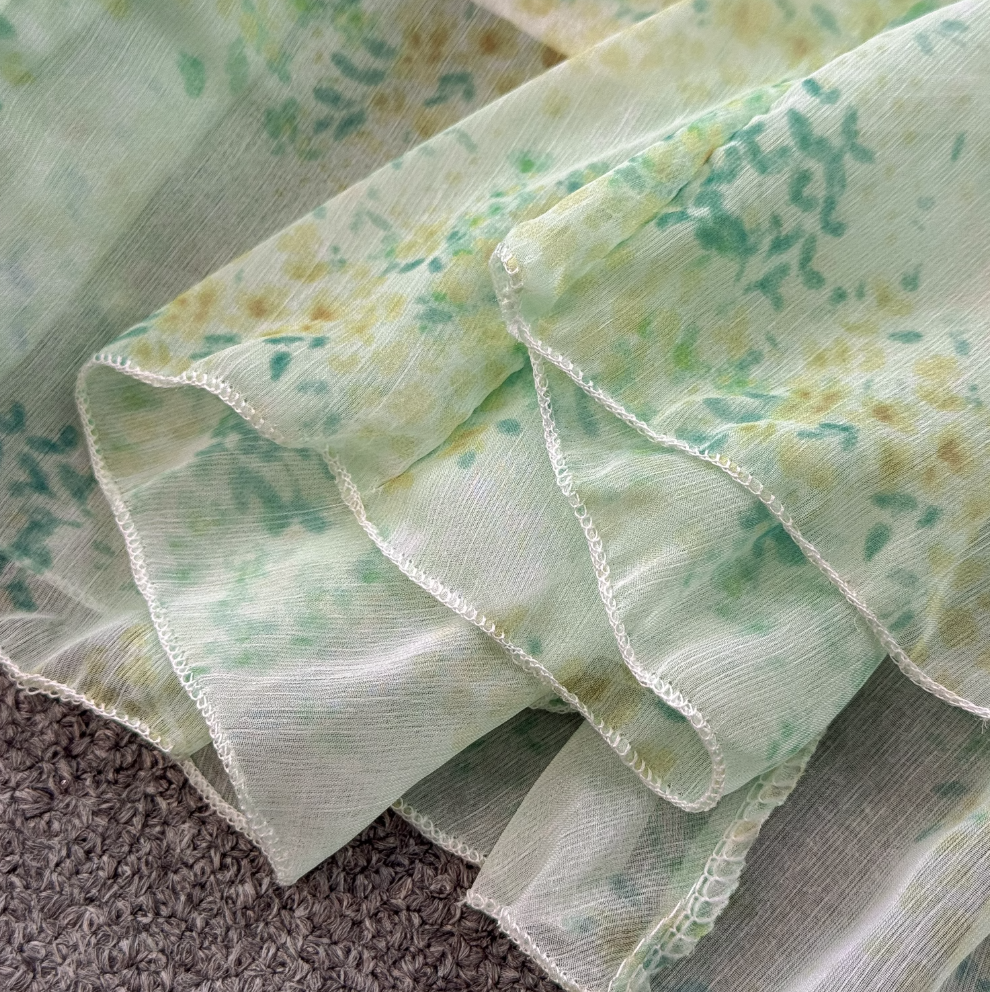 French Style Floral Chiffon Dress