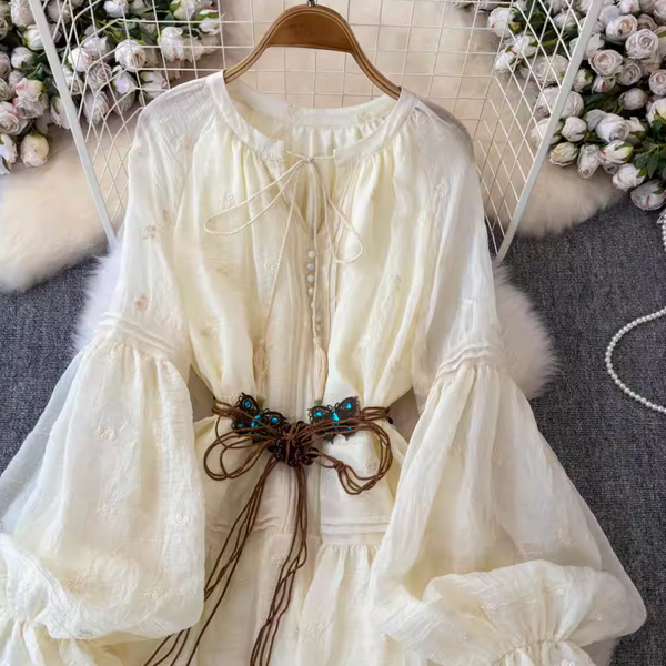Sweetie Apricot Puffy Lace Dress