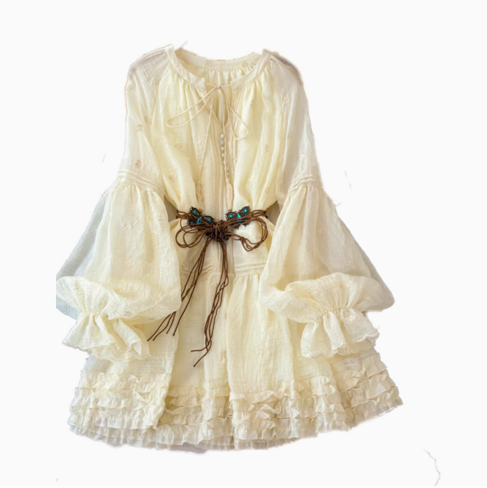 Sweetie Apricot Puffy Lace Dress