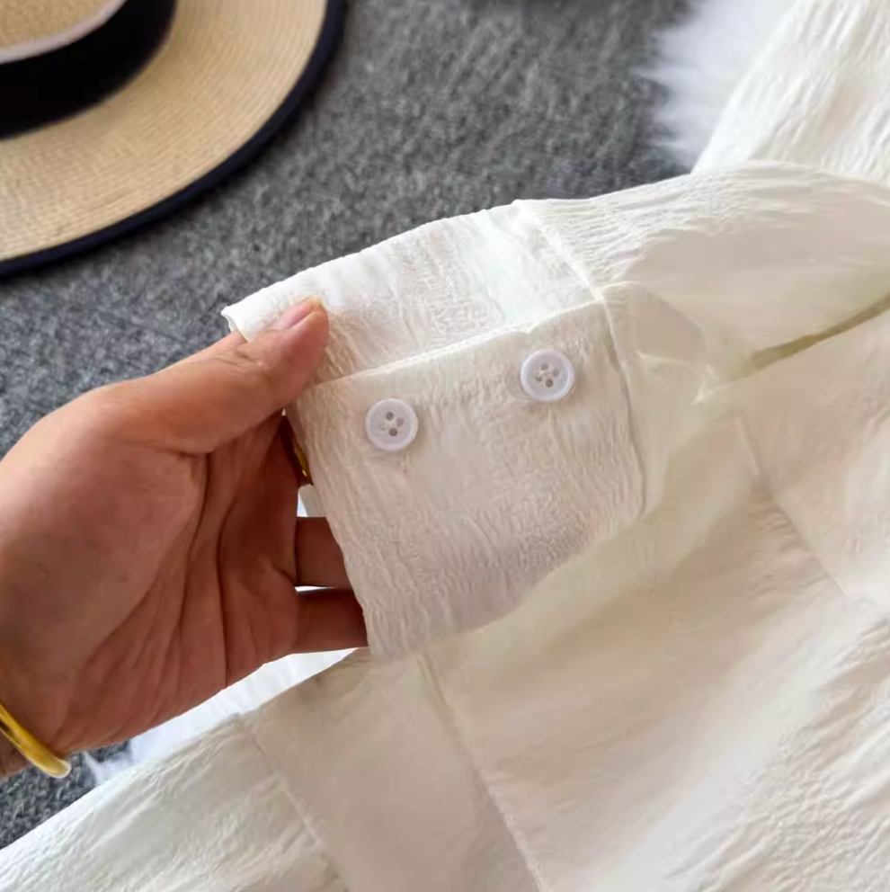 Ruffled Shirt Dress & Suede Vest 2Pcs