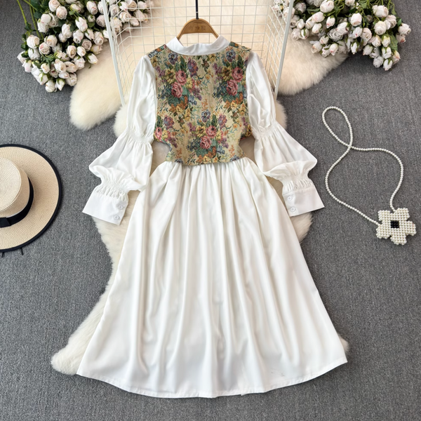 V-neck Floral Camisole & Shirt Dress 2Pcs
