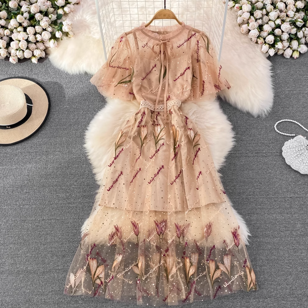 Fairy Sequined Embroidered Mesh Dress