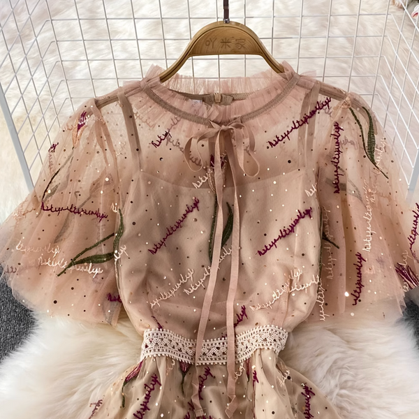 Fairy Sequined Embroidered Mesh Dress