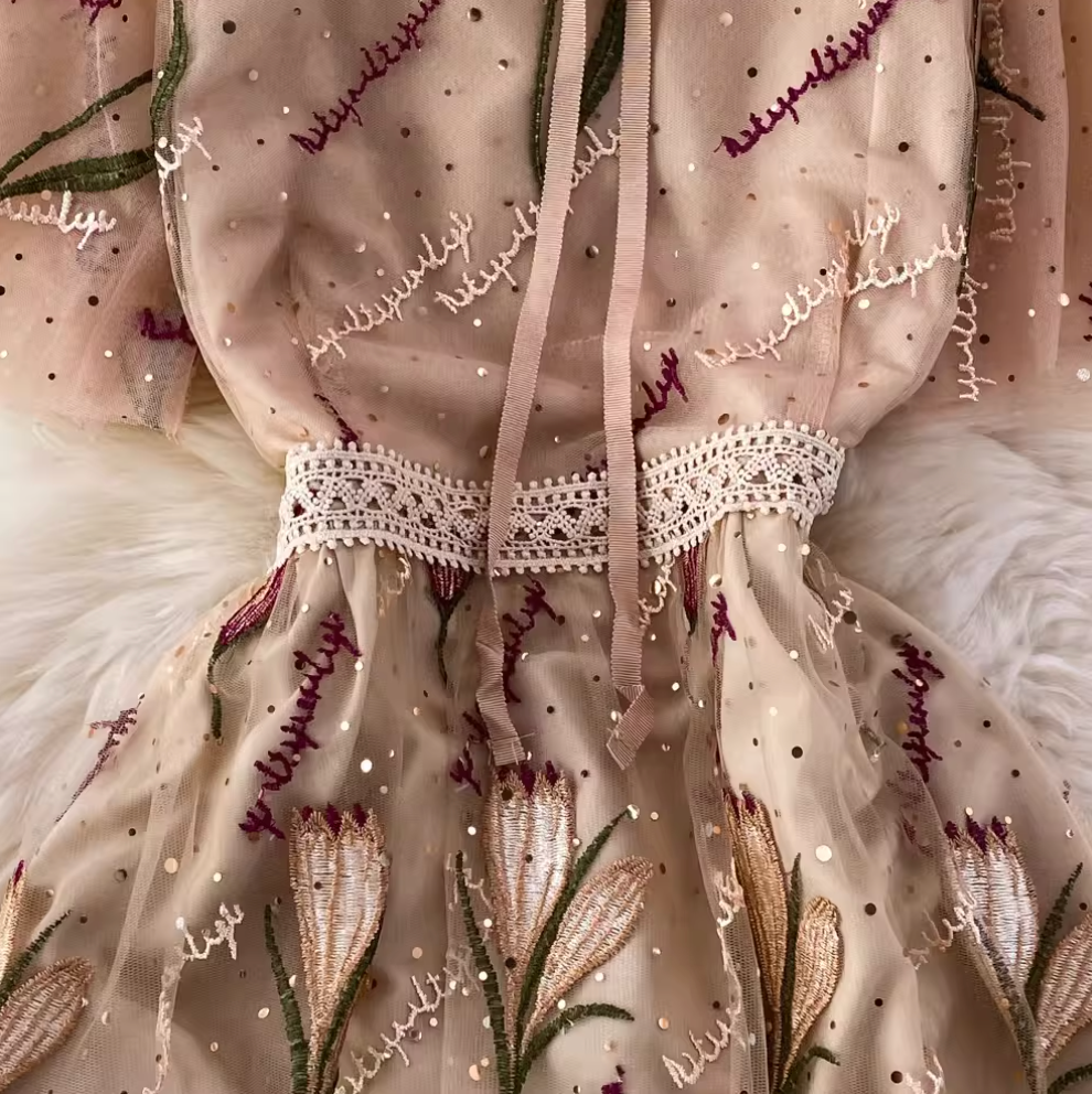 Fairy Sequined Embroidered Mesh Dress
