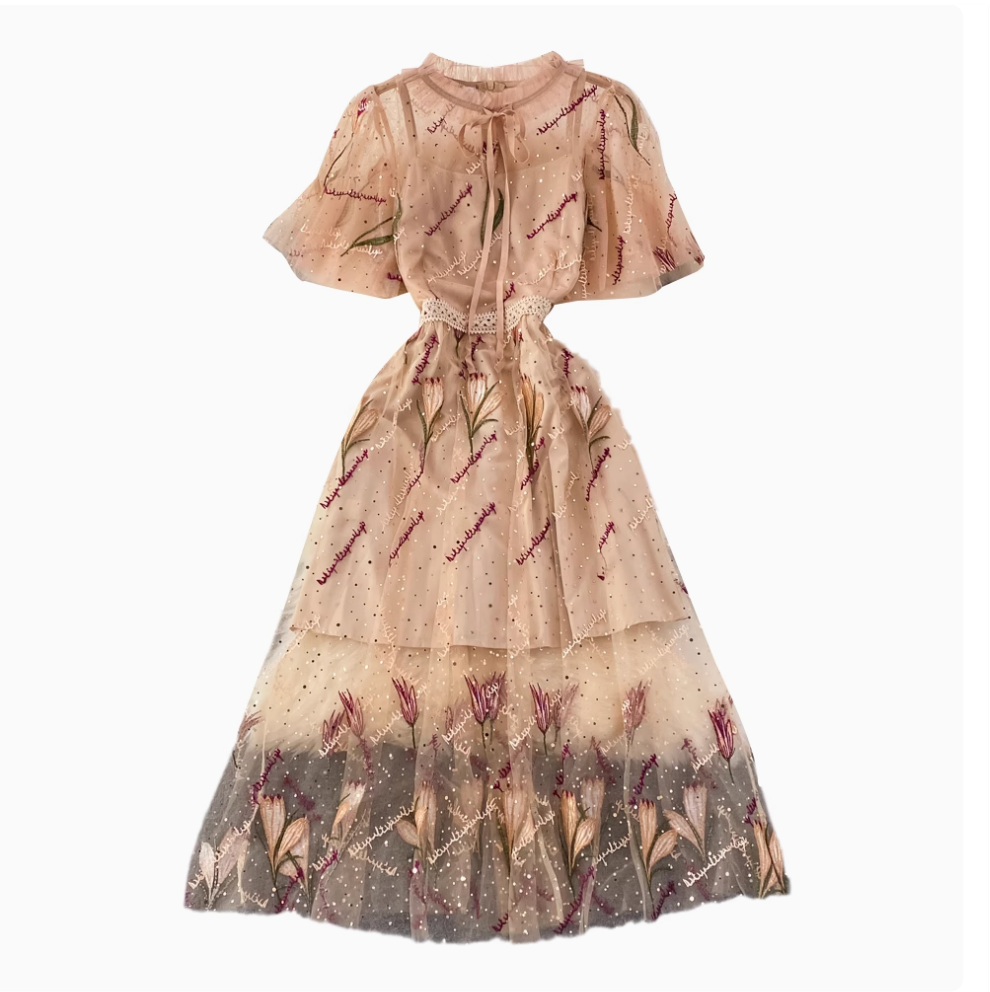 Fairy Sequined Embroidered Mesh Dress