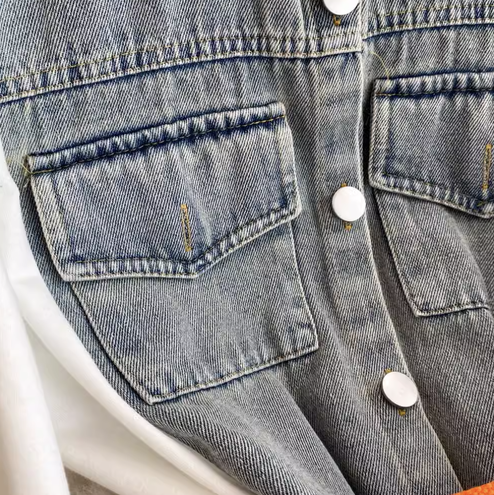 Denim Patchwork Shirt Dress with Pockets
