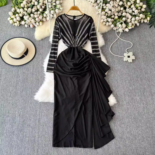 Irregular Design Mesh Patchwork Dress