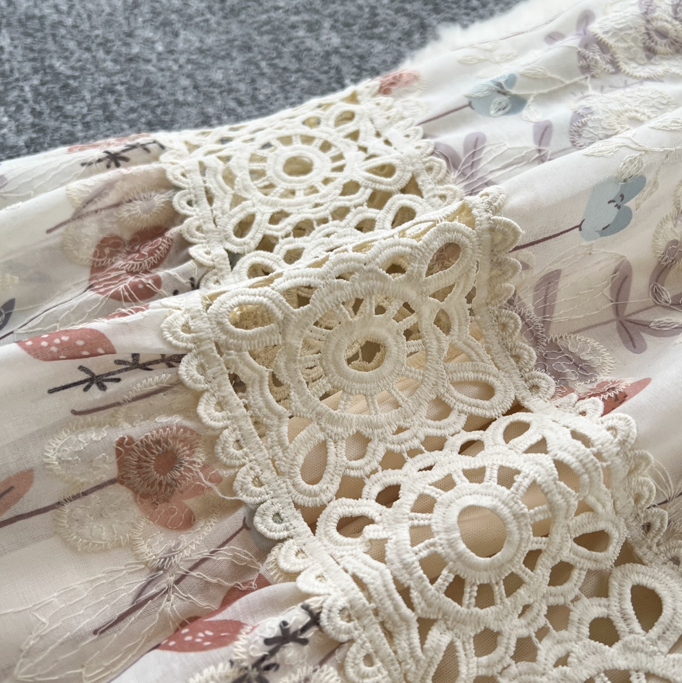 Fairy Floral Lace-up Shirt Dress
