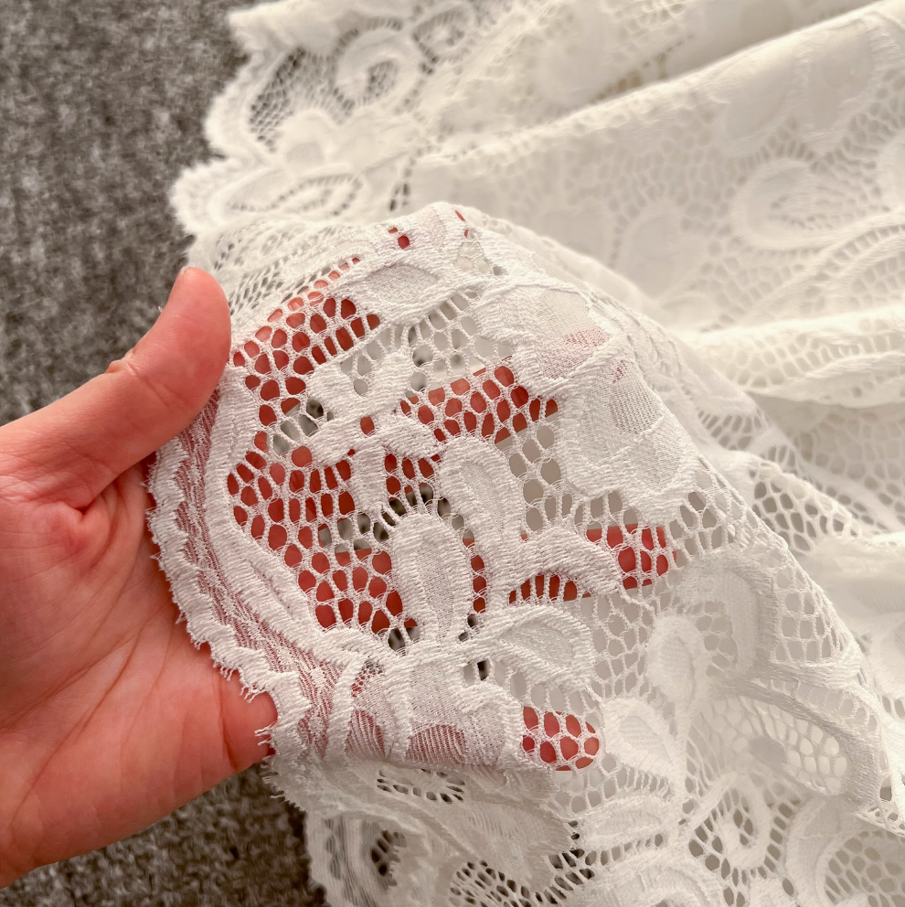 Premium Ruffled Embroidered Lace Shirt Dress