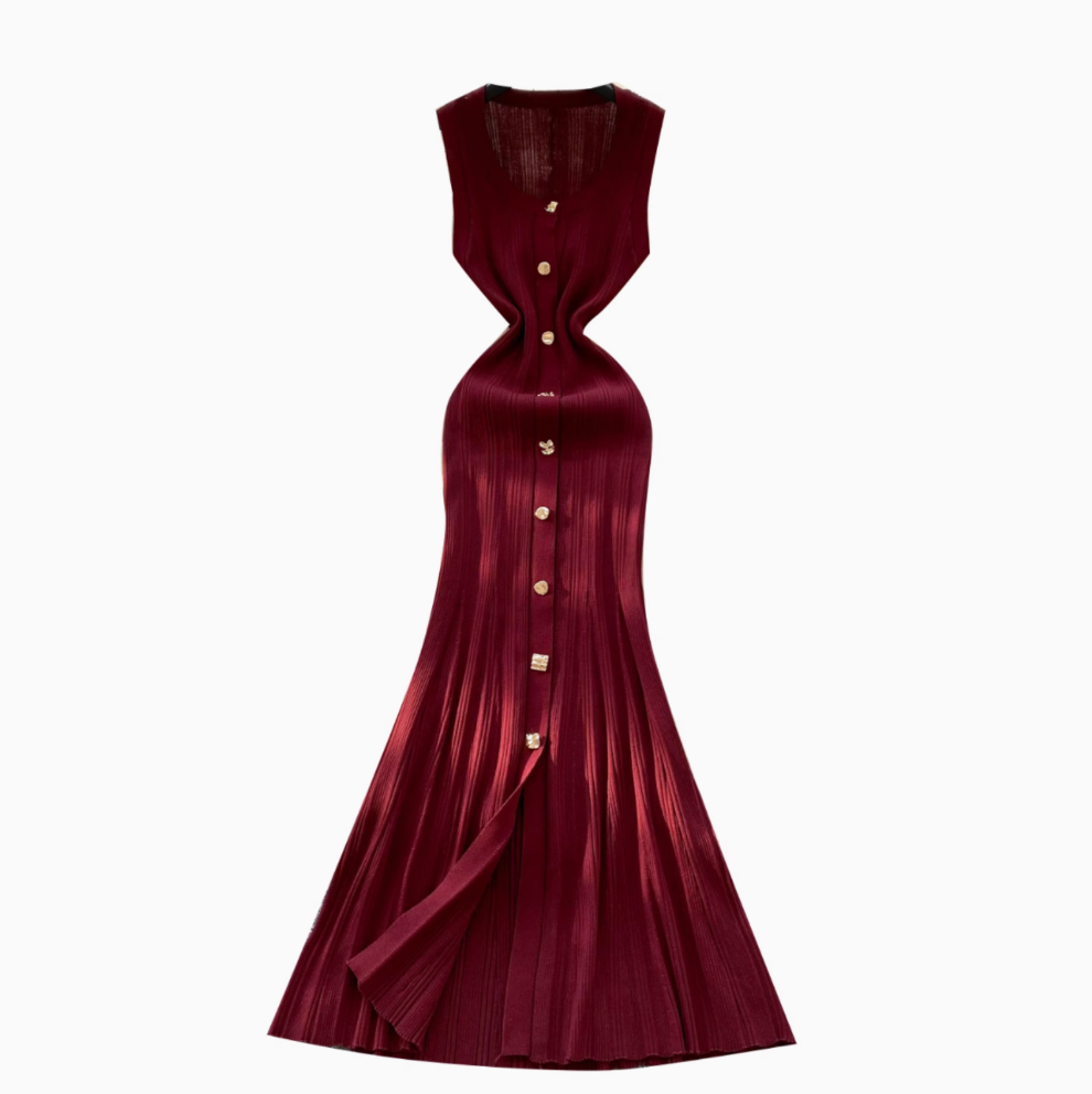 Round Collar Slim-fit Knitted Dress