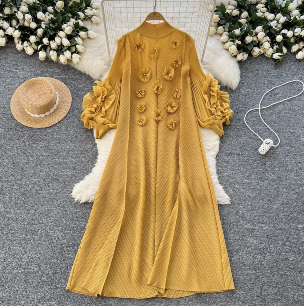 3D Beaded Floral Oversized Dress