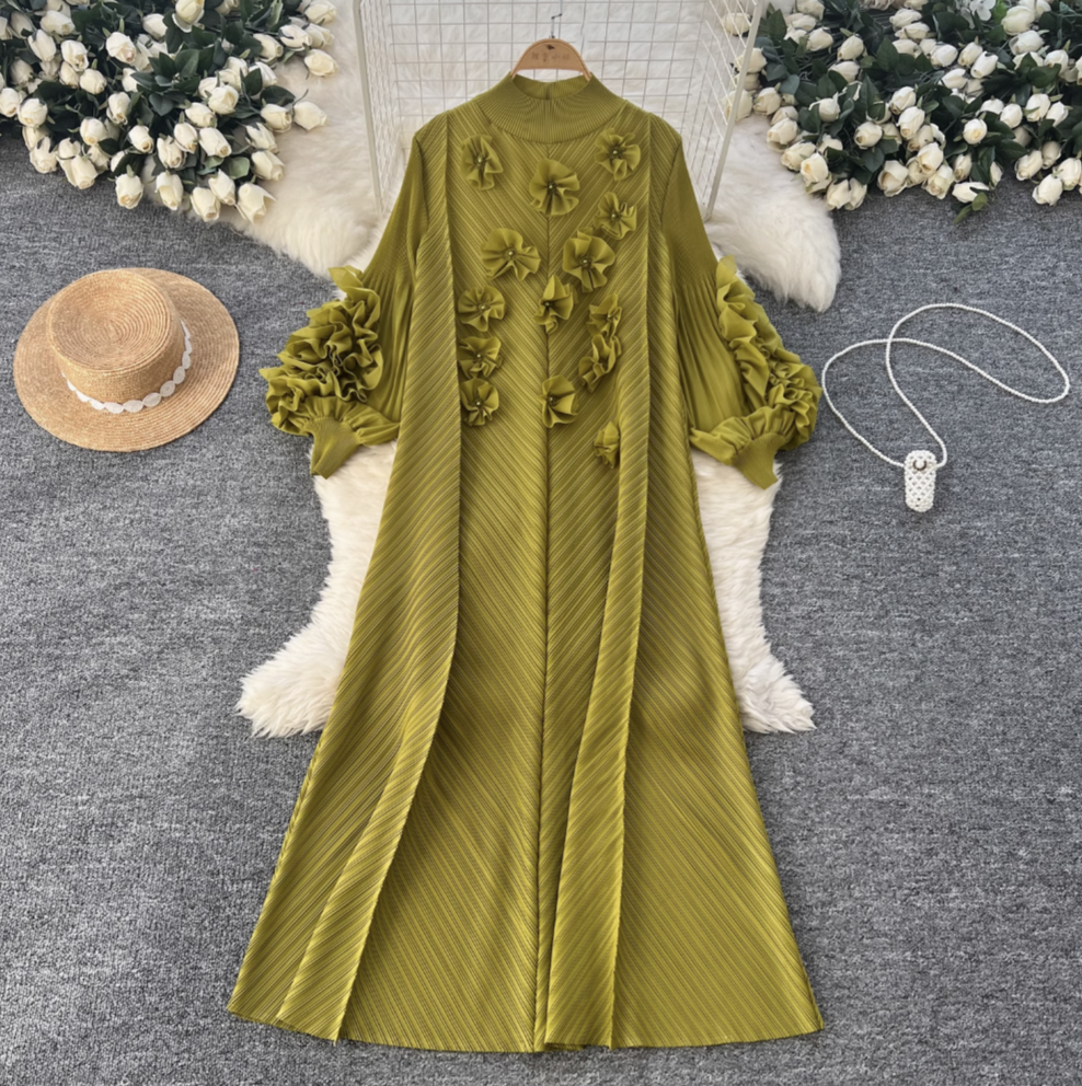 3D Beaded Floral Oversized Dress