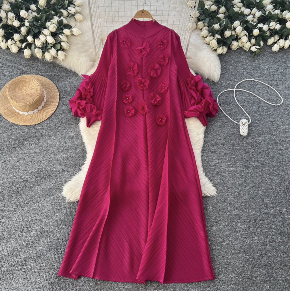 3D Beaded Floral Oversized Dress