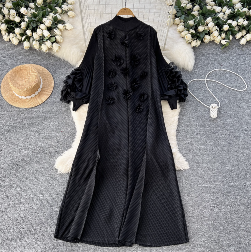 3D Beaded Floral Oversized Dress
