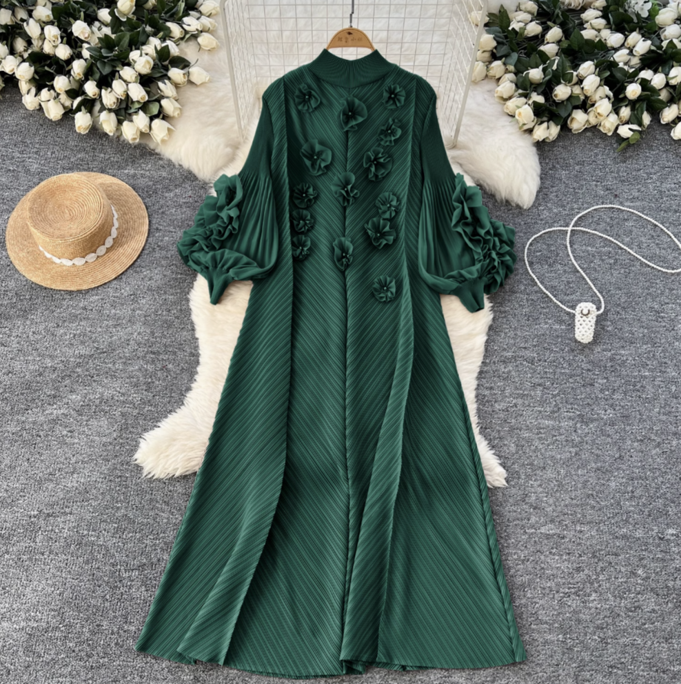 3D Beaded Floral Oversized Dress