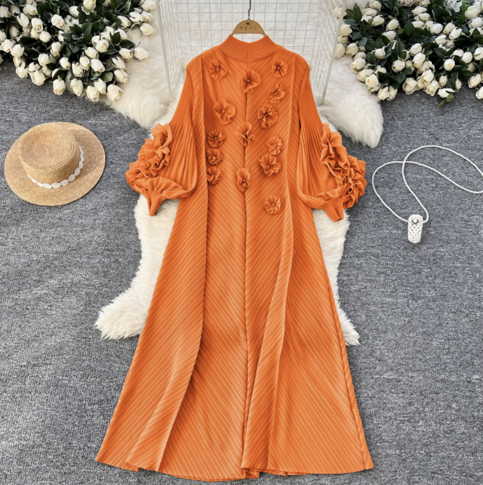 3D Beaded Floral Oversized Dress