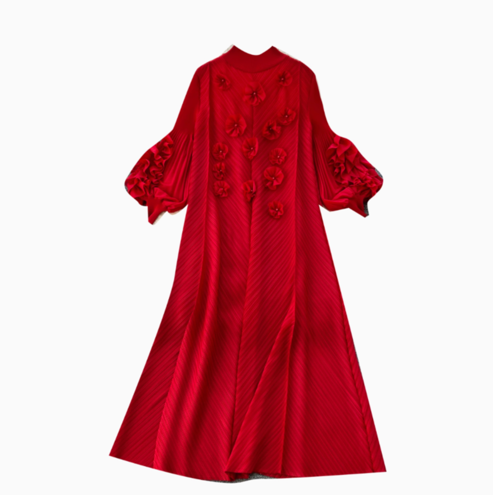 3D Beaded Floral Oversized Dress