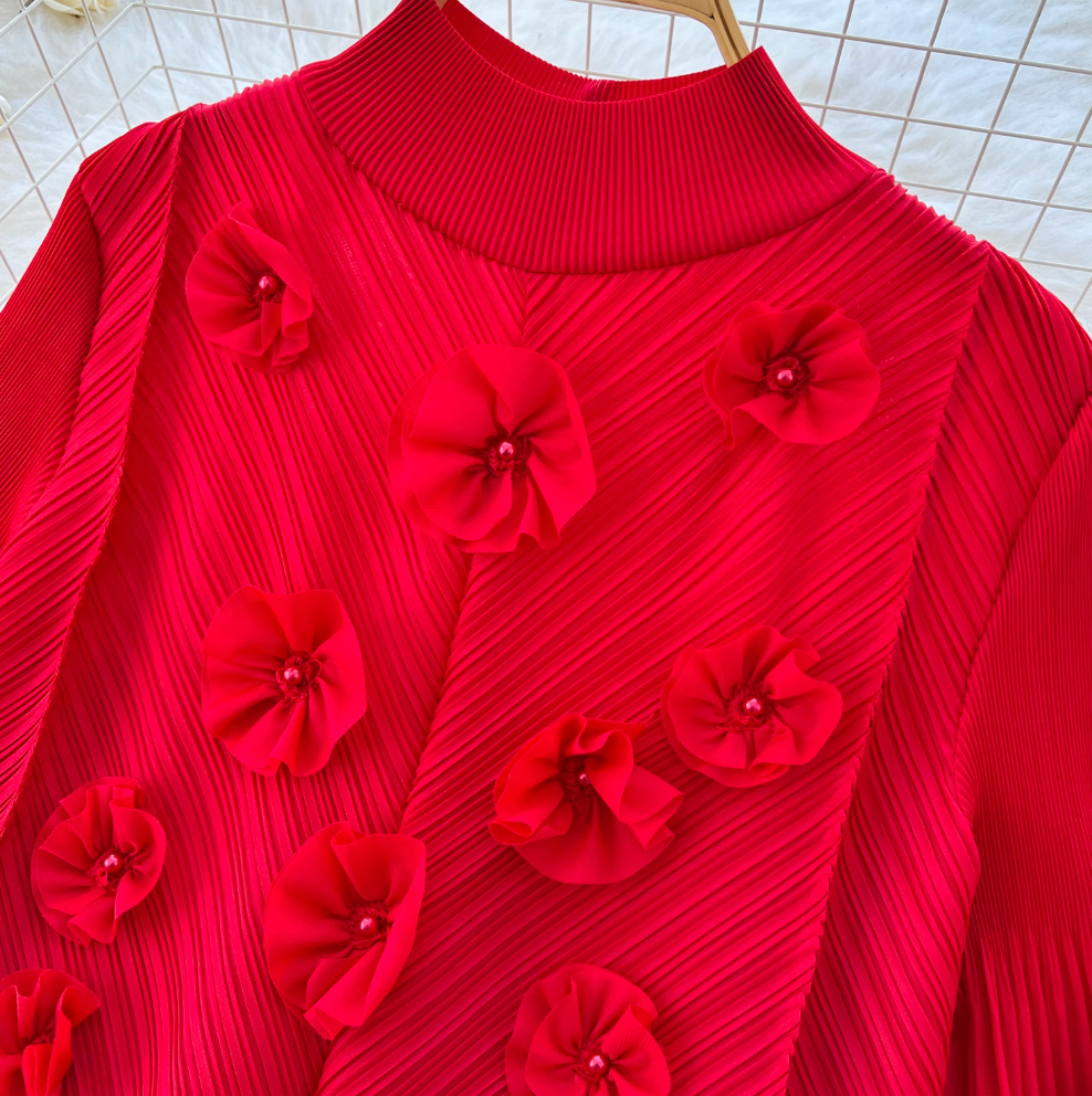 3D Beaded Floral Oversized Dress