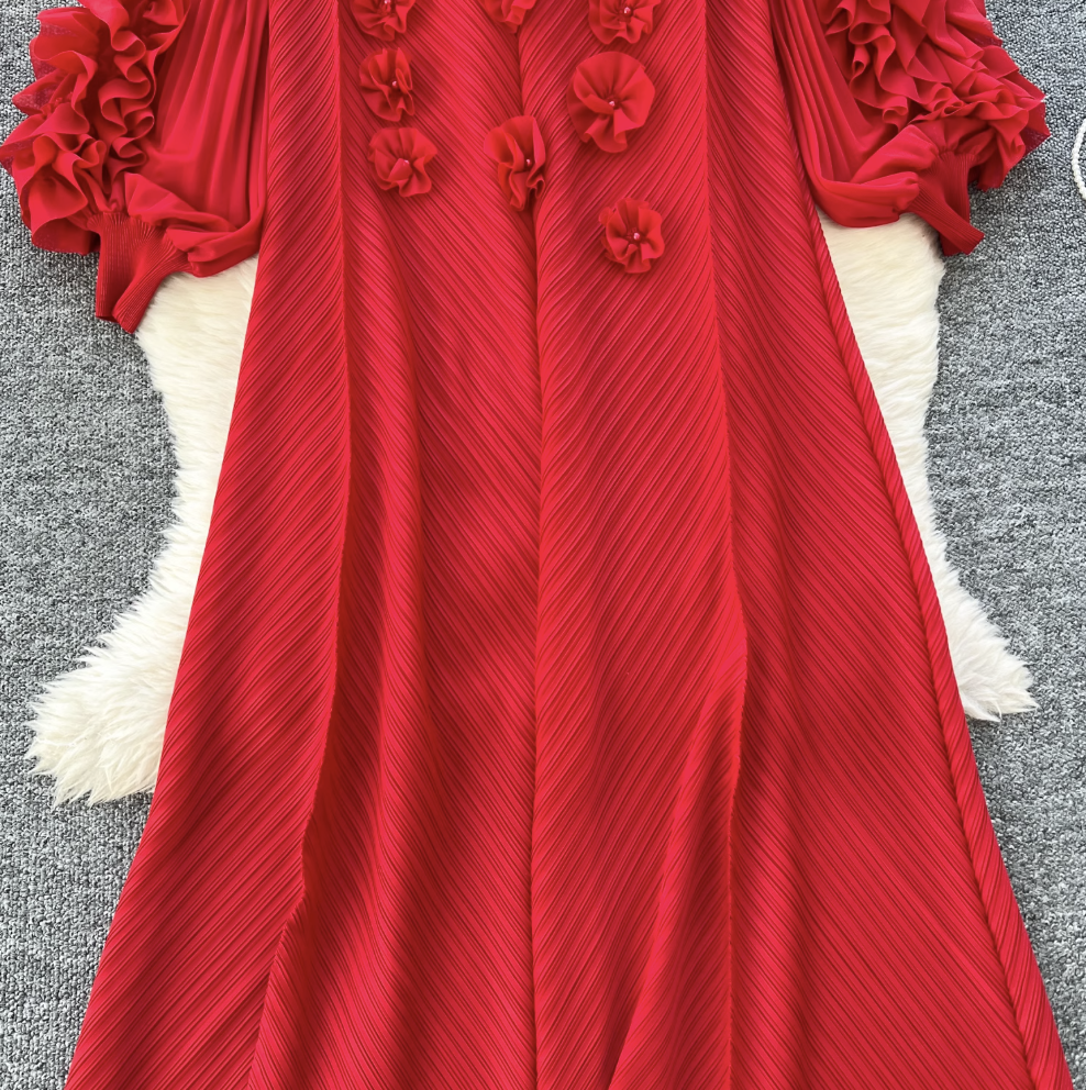 3D Beaded Floral Oversized Dress