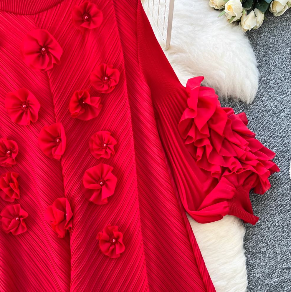 3D Beaded Floral Oversized Dress