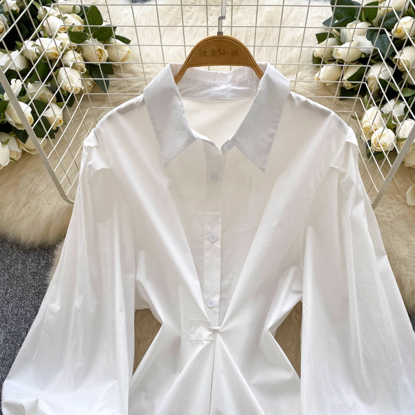 Simple Design White Shirt Dress