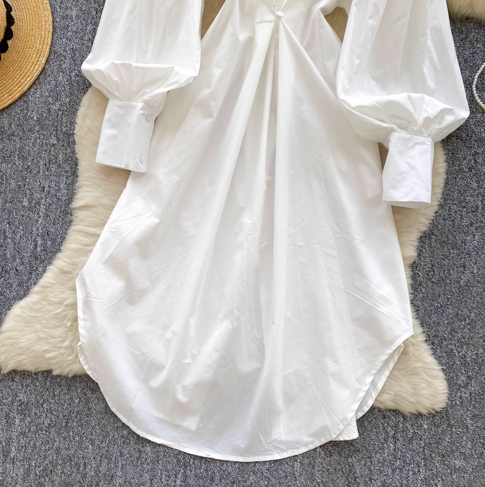 Simple Design White Shirt Dress