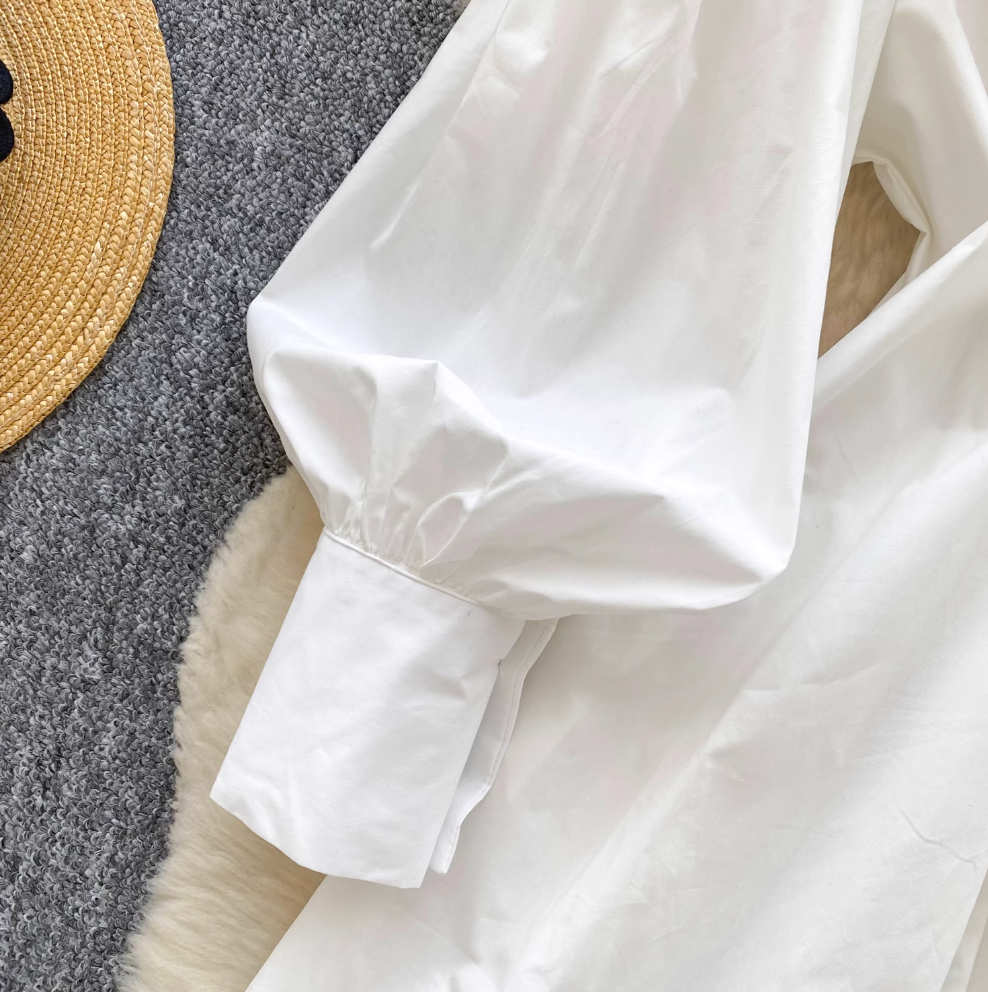 Simple Design White Shirt Dress