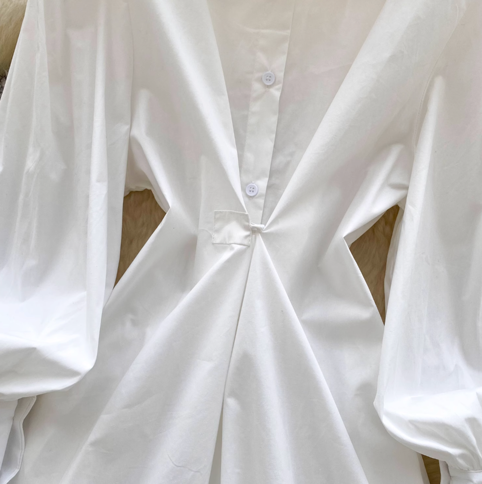 Simple Design White Shirt Dress