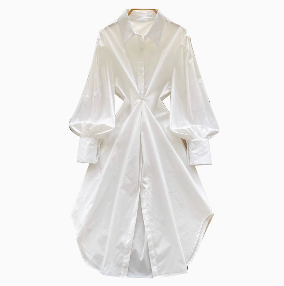 Simple Design White Shirt Dress