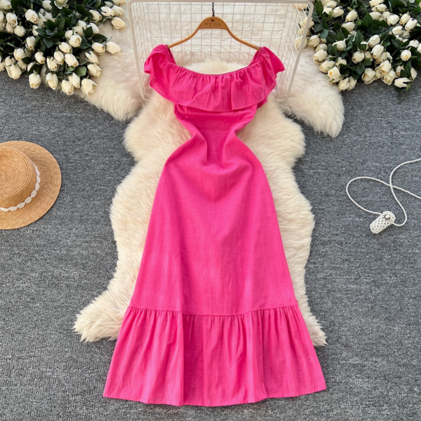 Sweetie Solid Color Ruffled Dress