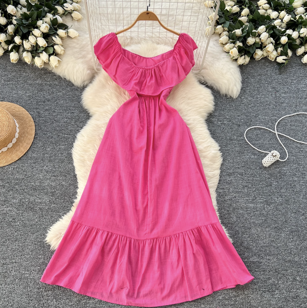 Sweetie Solid Color Ruffled Dress