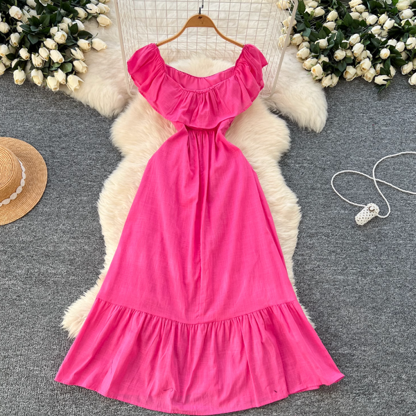 Sweetie Solid Color Ruffled Dress