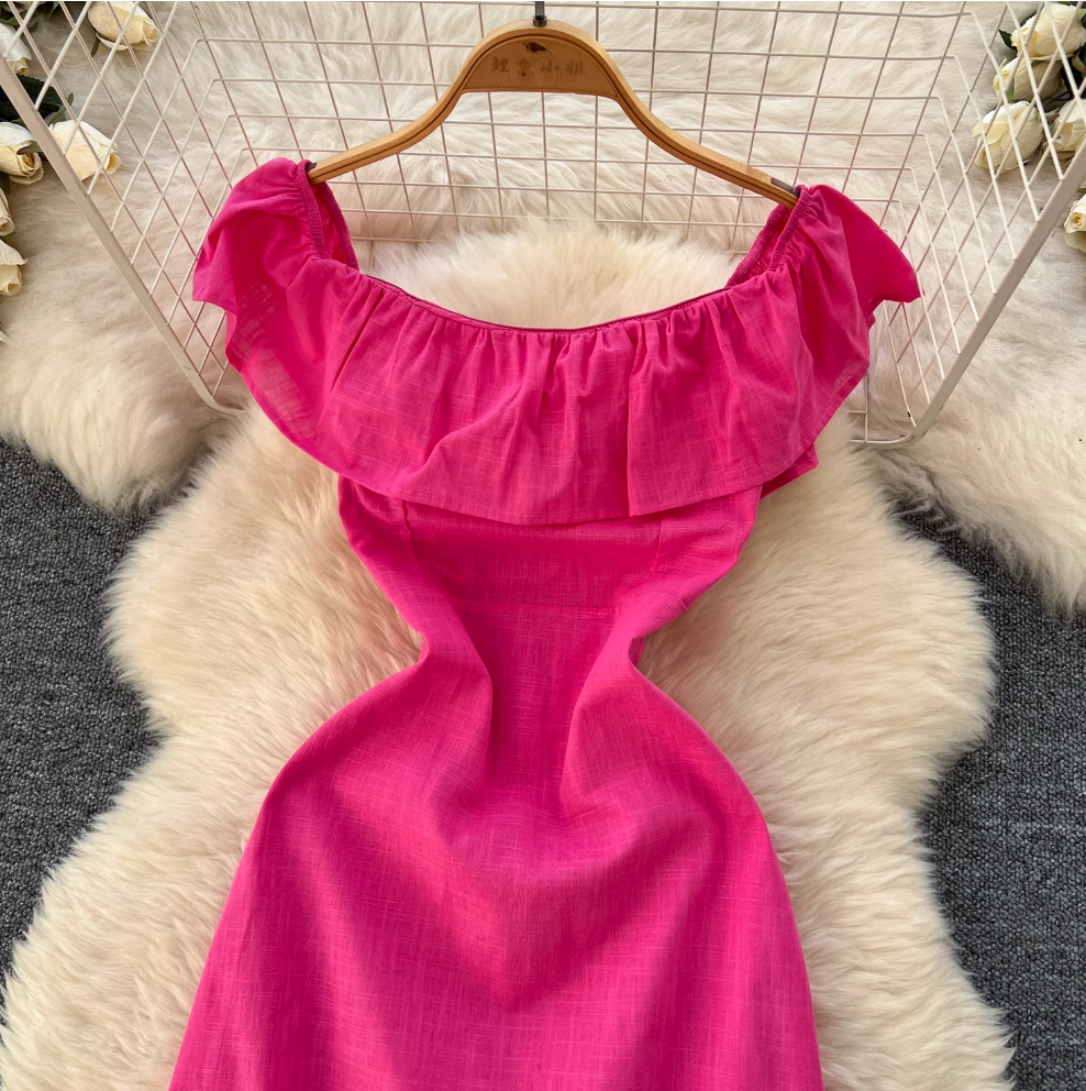 Sweetie Solid Color Ruffled Dress