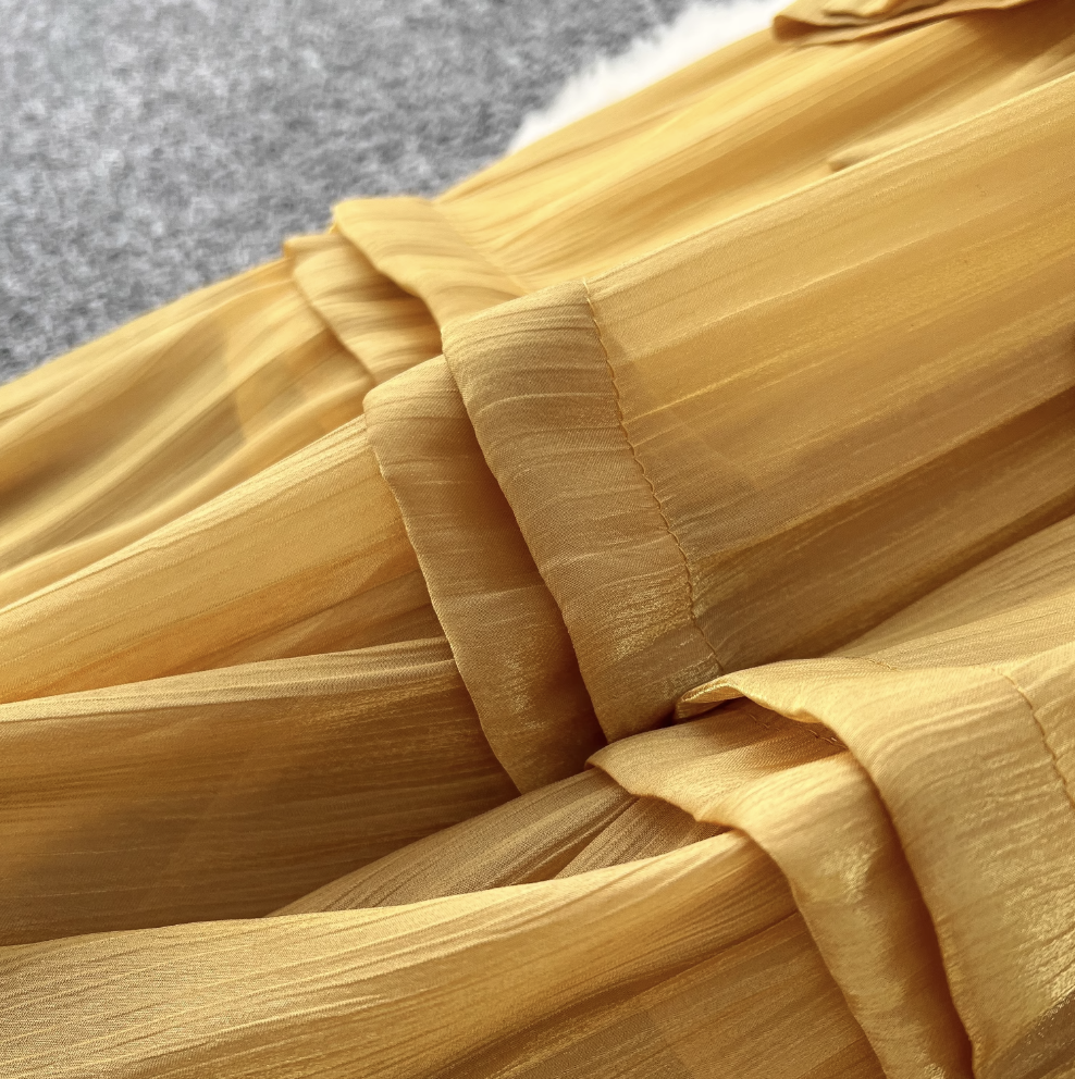 Solid Color Ruffled Glossy Dress