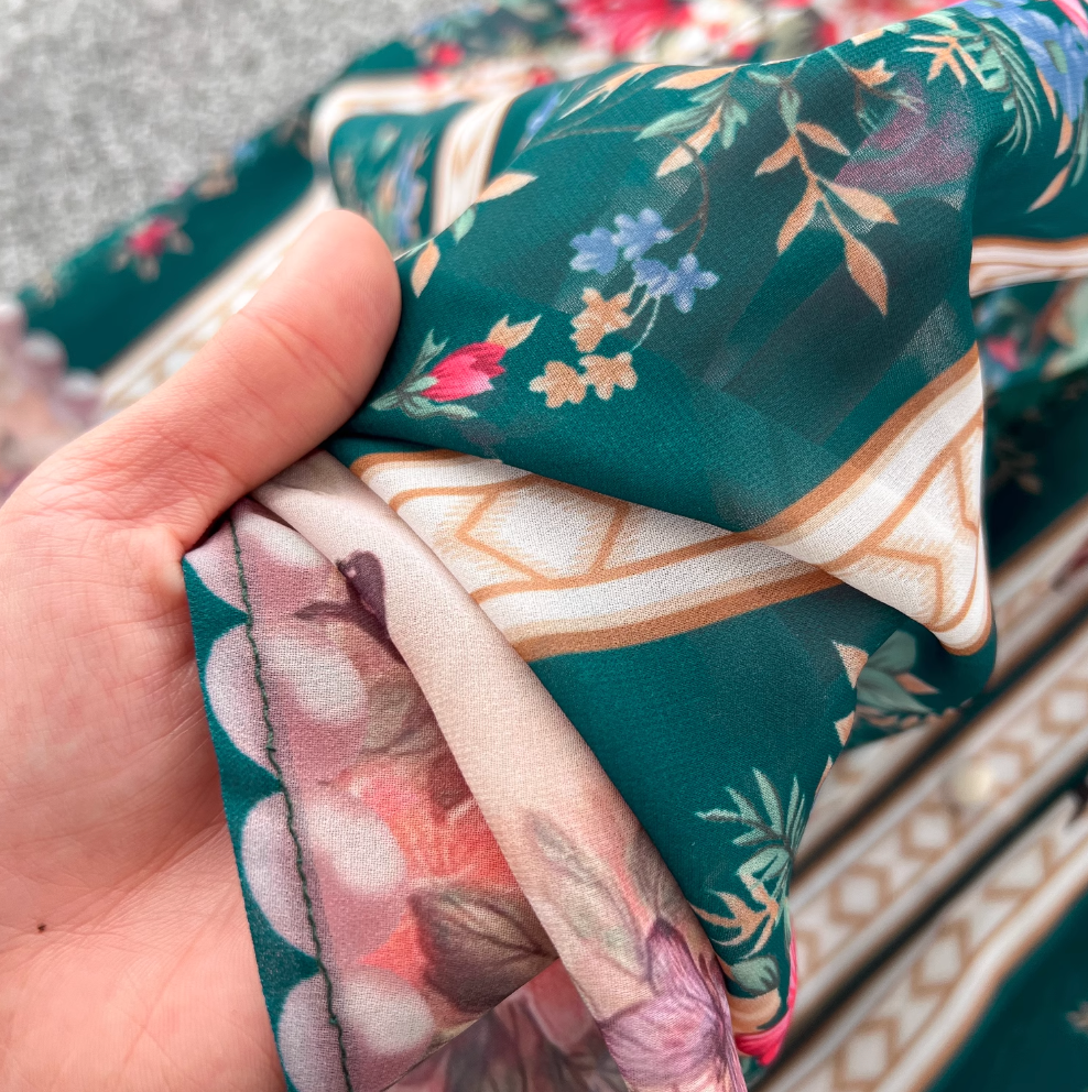 Colorful Floral Printed V-neck Dress