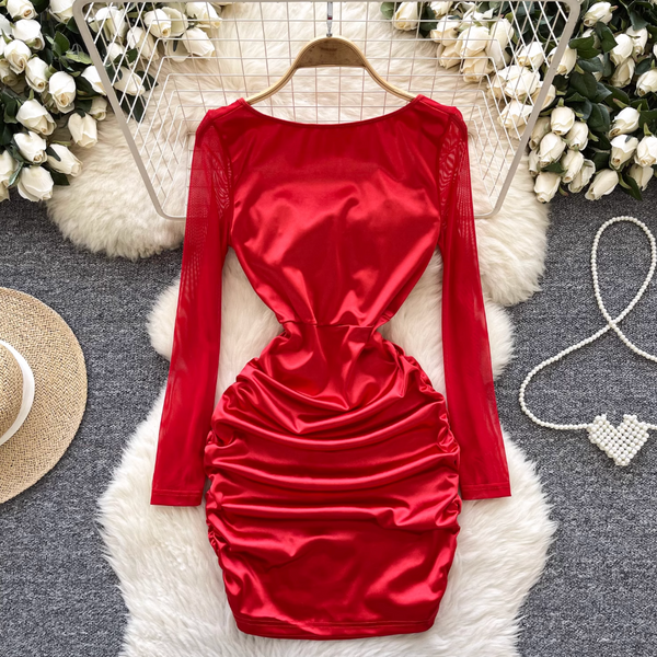 Sexy Lace Patchwork Satin Dress