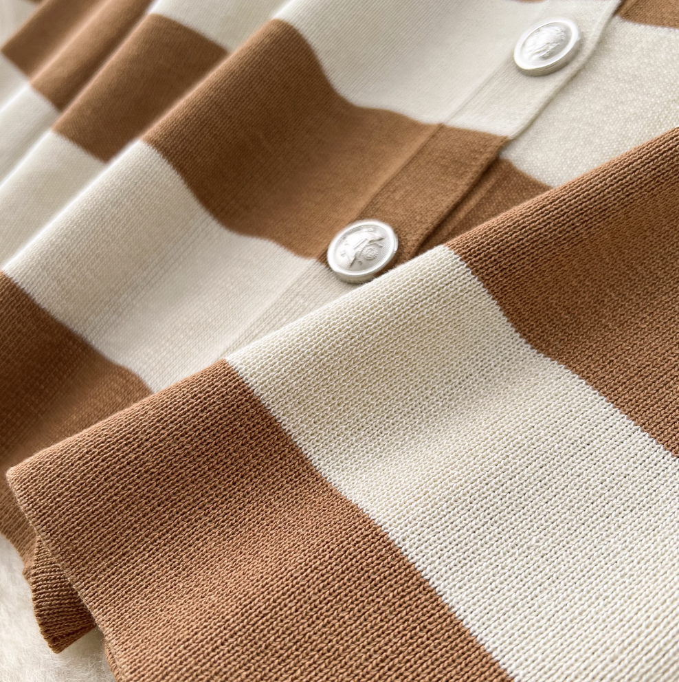 Cardigan & Slip Dress Striped 2Pcs