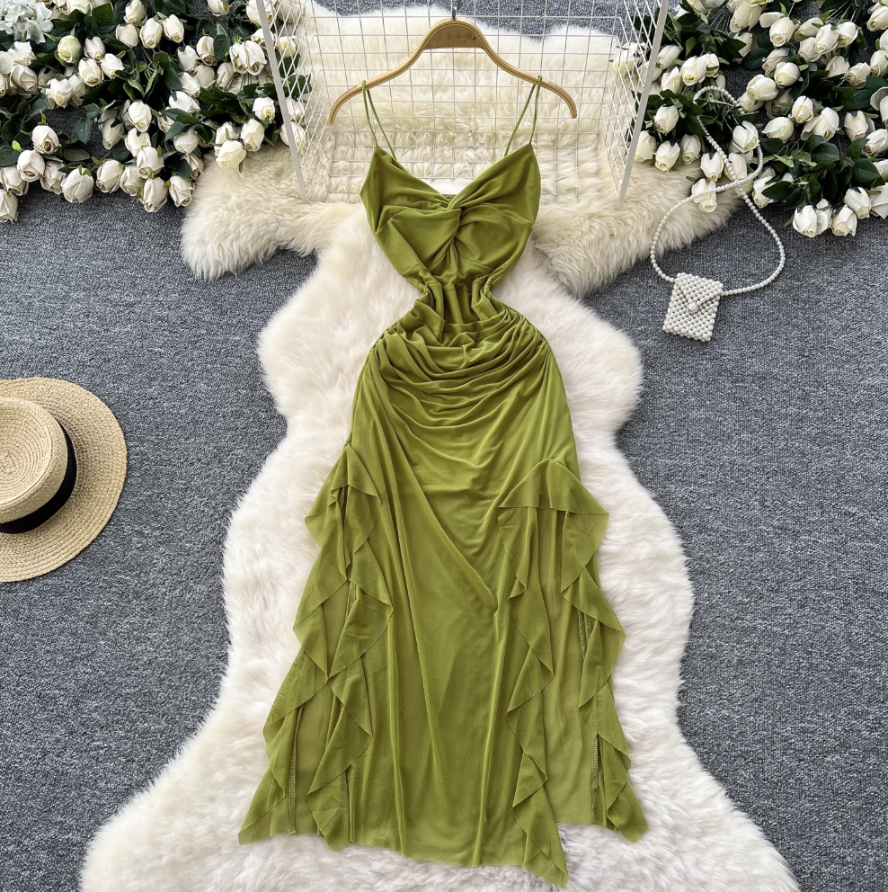 Niche Knotted Neckline Slip Dress