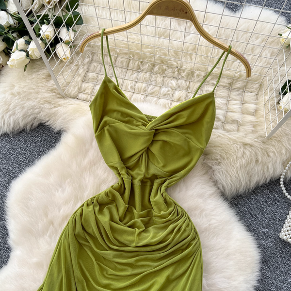 Niche Knotted Neckline Slip Dress