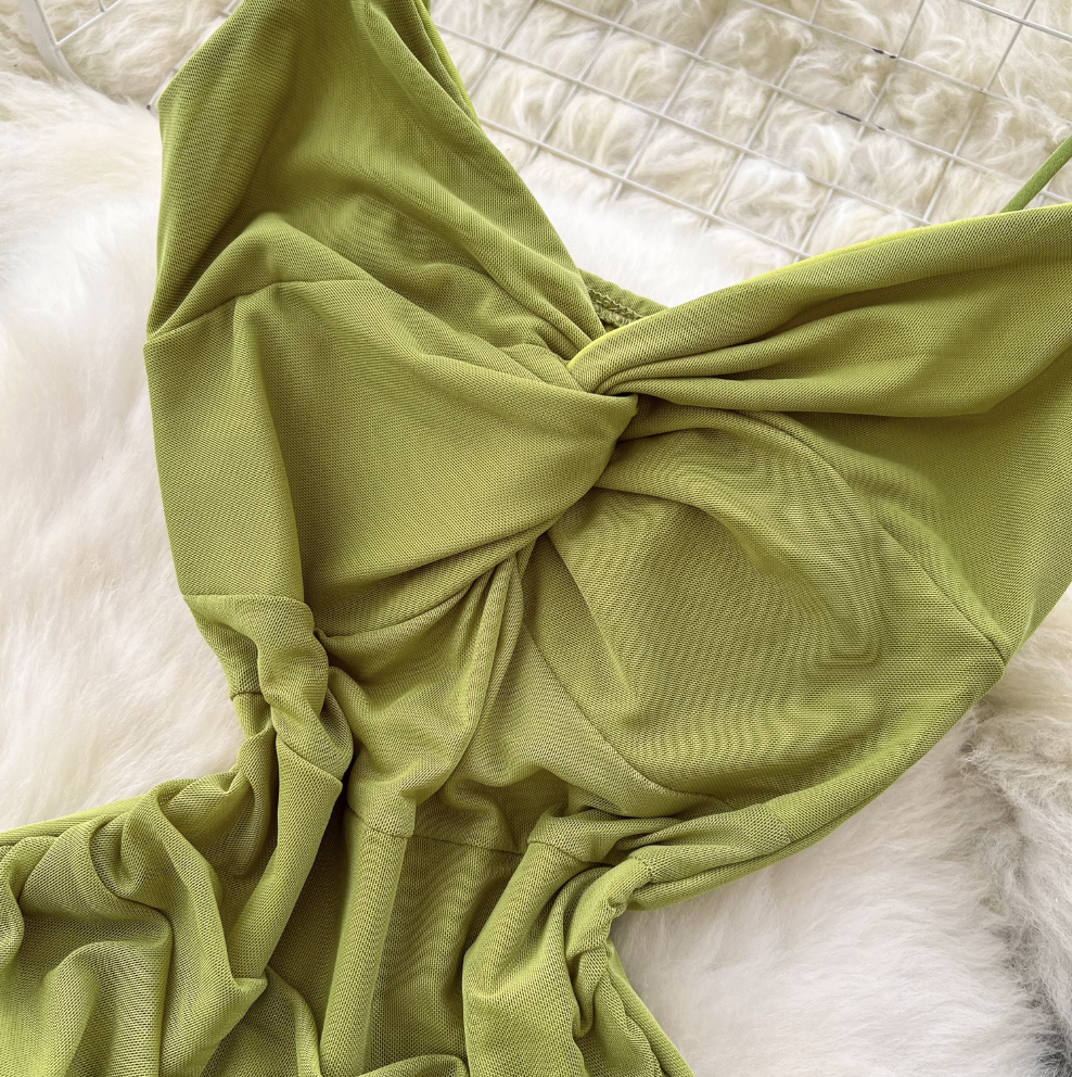 Niche Knotted Neckline Slip Dress