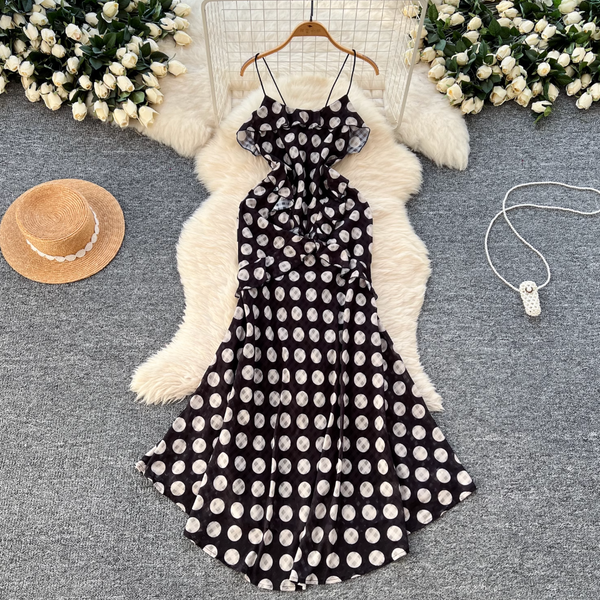 Irregular Design Polka Dot Slip Dress