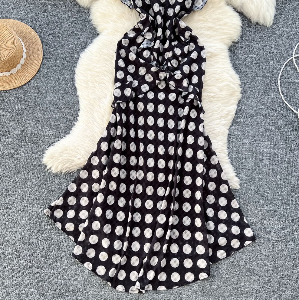 Irregular Design Polka Dot Slip Dress