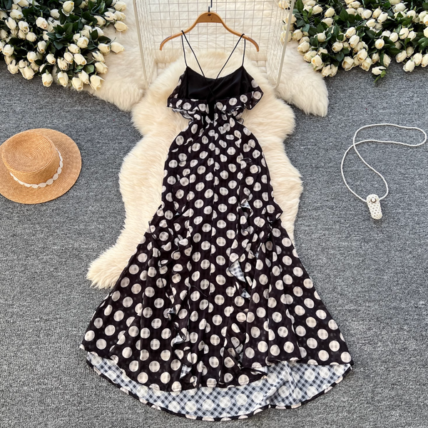 Irregular Design Polka Dot Slip Dress