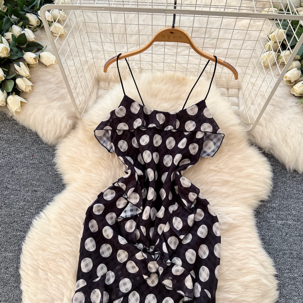 Irregular Design Polka Dot Slip Dress